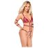Bad Kitty - Rood bondage body met studs - M