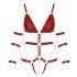 Bad Kitty - Rood bondage body met studs - M