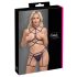 Cottelli - Decoratieve bodyharnas & string (zwart) (S-L)