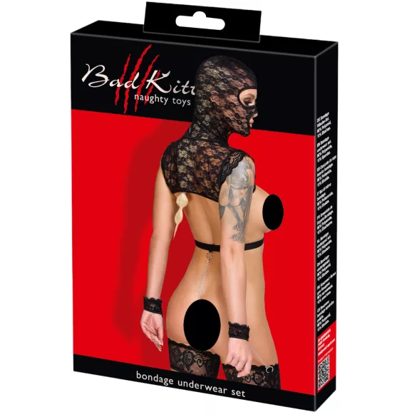Bad Kitty - kanten BDSM-set (zwart) - M