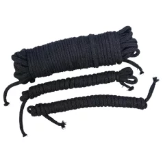 Bad Kitty - bondagesett touw (20 m + 2x3 m, zwart)