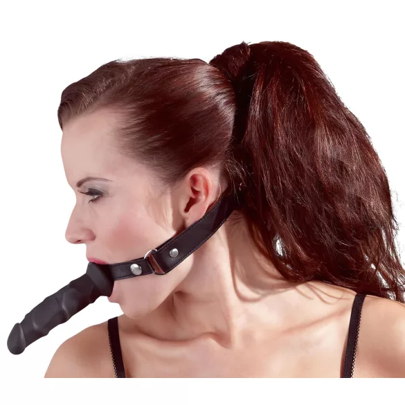 Fetish - mondknevel met dildo - zwart