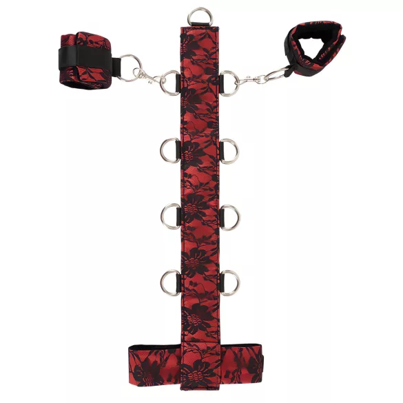 Bad Kitty - bondage set koppelbare pols- en neksluiting - rood/zwart