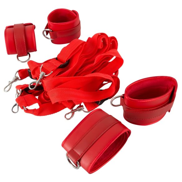 Bad Kitty - bed boeien set - klittenband - kunstleer - rood