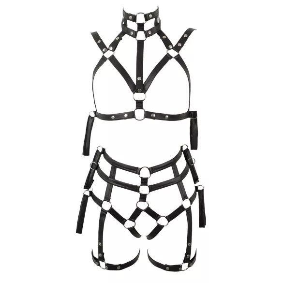 Bad Kitty - bondage harnas-bh set (zwart) - L/XL