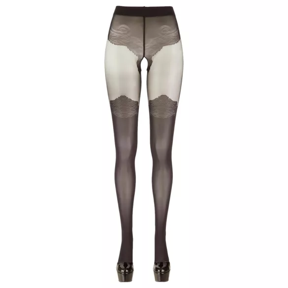 Cottelli - opengewerkte netpanty (zwart) - 4/L