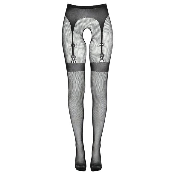 Cottelli Legwear - jarretelkousen met open kruis - zwart - S-L