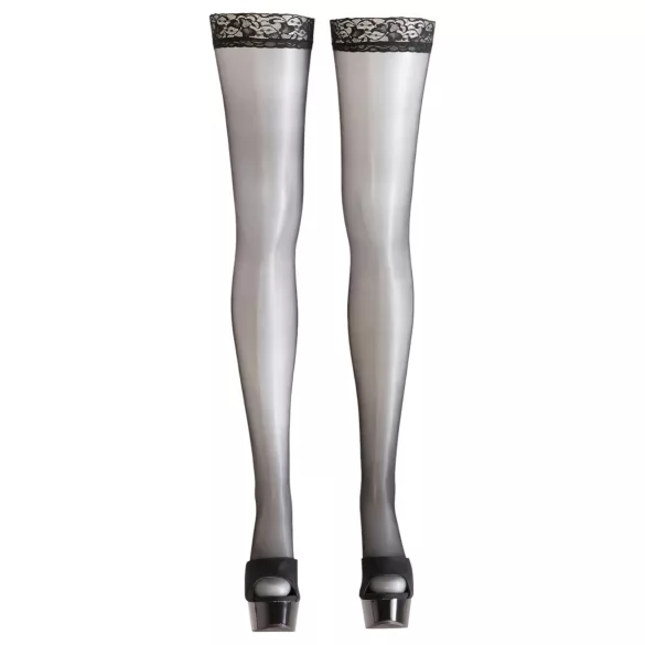 Cottelli - Kousen - zwart met streep - 3/M-L