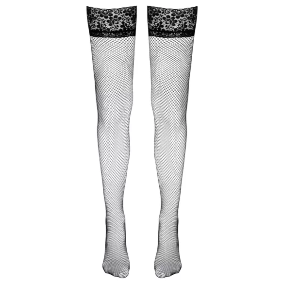 Cottelli - net kousen met brede kanten rand - zwart