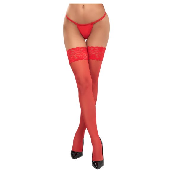 Cottelli - kanten hold-ups - bloemenmotief - rood