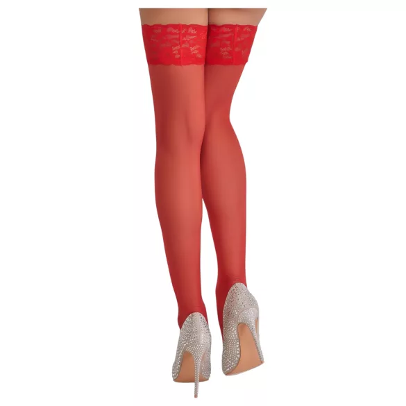 Cottelli - kanten hold-ups - bloemenmotief - rood - 3/M-L