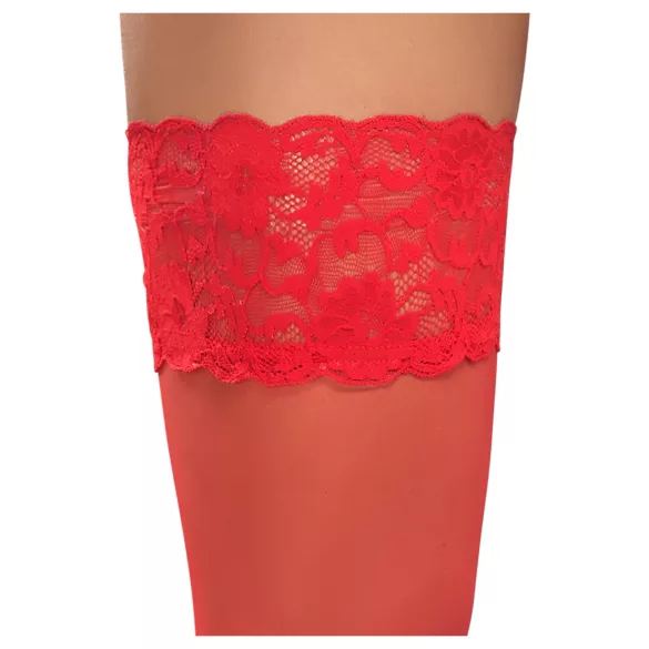 Cottelli - kanten hold-ups - bloemenmotief - rood - 3/M-L
