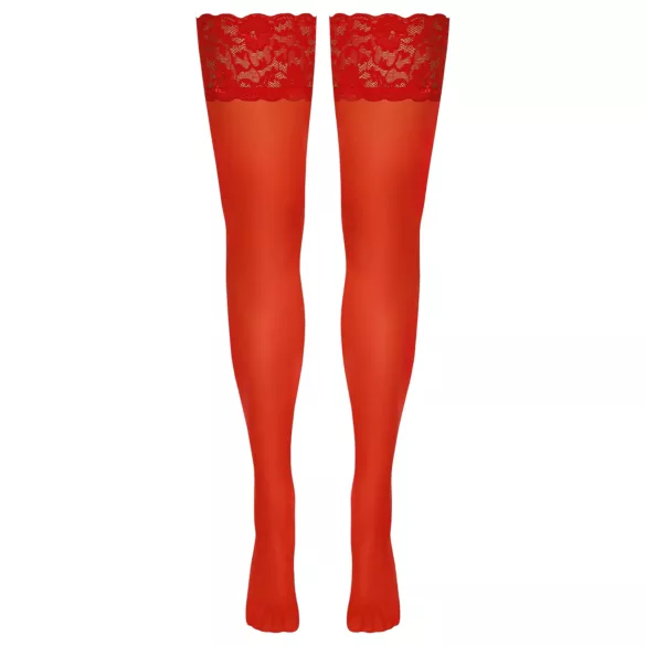 Cottelli - kanten hold-ups - bloemenmotief - rood - 3/M-L