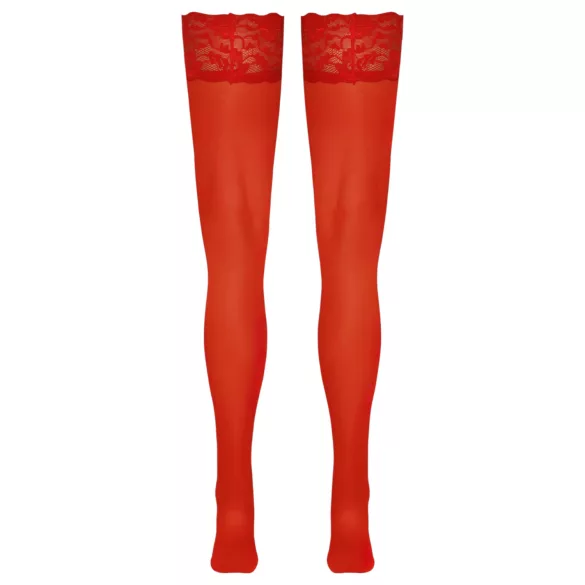 Cottelli - kanten hold-ups - bloemenmotief - rood - 3/M-L