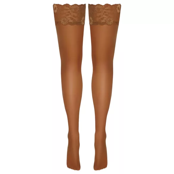 Cottelli - kousen met kant en bloemenpatroon - huidkleurig