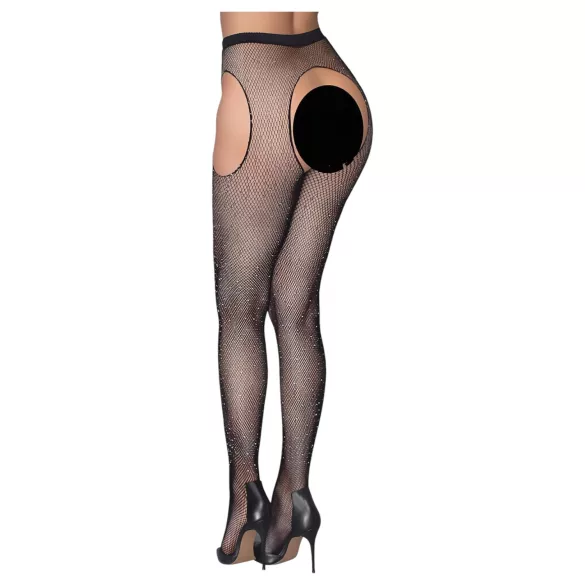 Cottelli Legwear - open jarretkous - glanzend - zwart (S-L)