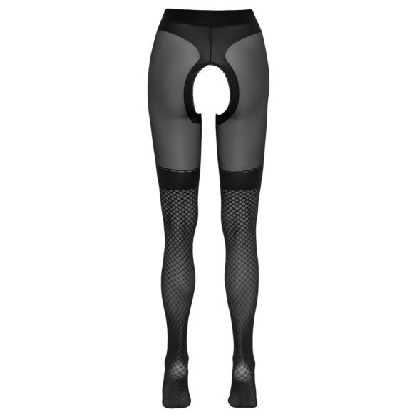 Cottelli - open kousen met netinzet (zwart) - 4