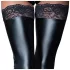 Noir - hold-up kousen - kanten rand - glanzend - zwart - M