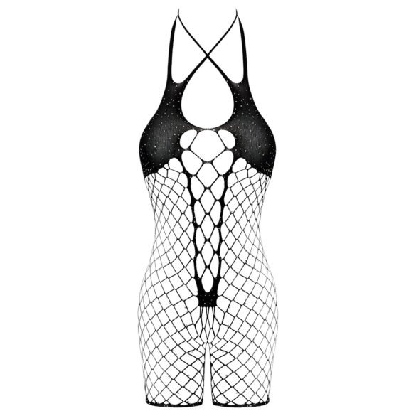Cottelli - open bodystocking dames - zwart mesh - S-L