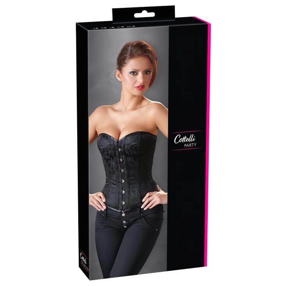 Cottelli - geborduurd party corset (zwart) - XL