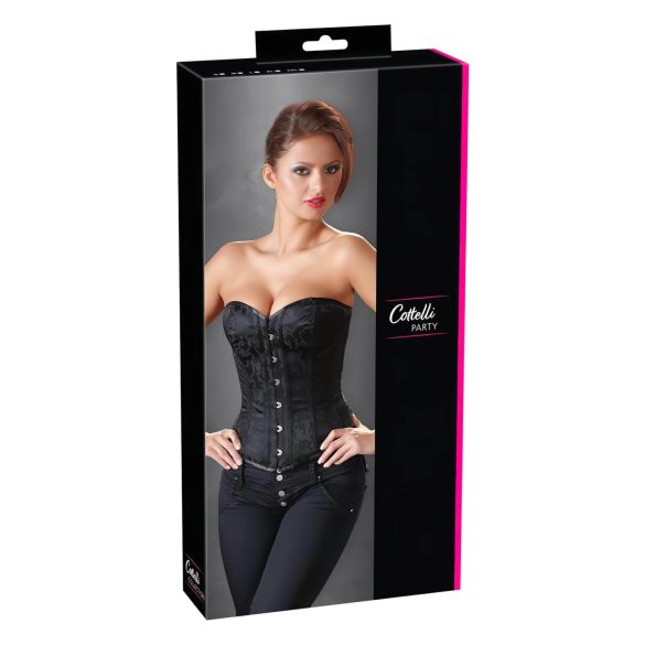 Cottelli - geborduurd party corset (zwart) - XL