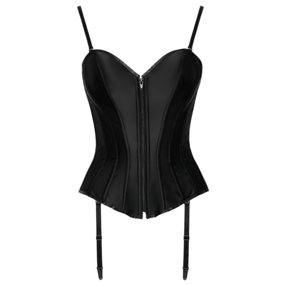 Cottelli Party - satijnen bustier met jarretels - zwart - L