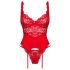 Obsessive Amor Cherris - lingerieset met jarretels - kant - rood