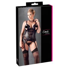 Cottelli - Bloemen top voor dames, ook voor curves (zwart)