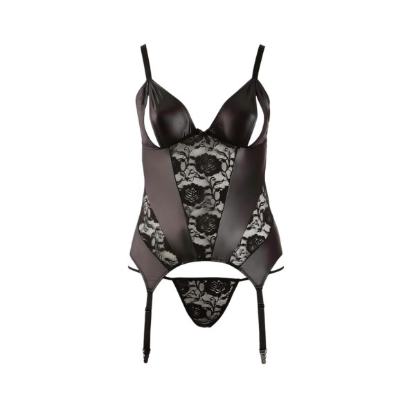 Cottelli - Bloemen top voor dames, ook voor curves (zwart) - XXL