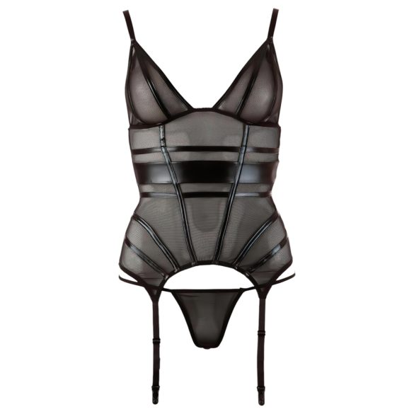 Cottelli - transparante top - glanzende strepen - zwart