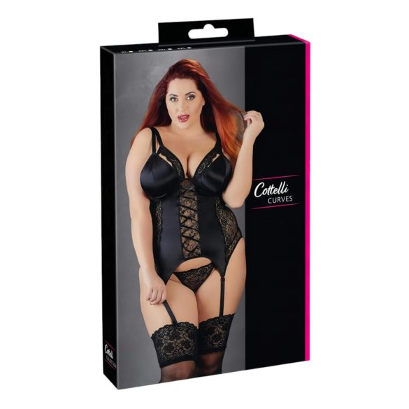 Cottelli Plus Size - Verstelbare Jarreteltop (Zwart) - 2XL