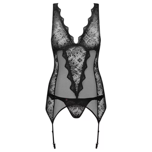 Obsessive Emperita - lingerieset - kanten top en string - zwart