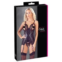 Cottelli - open bh en string met kant - zwart - M
