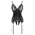 Cottelli - open bh en string met kant - zwart - L