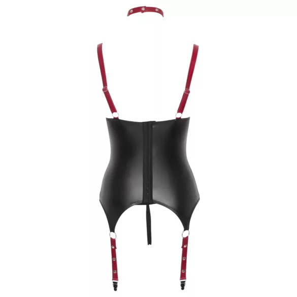 Cottelli Bondage - Lakleren beha top met halsband - Zwart