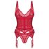 Obsessive Cupide Desir - doorschijnende kanten set (rood)