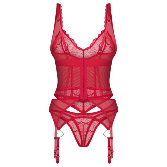 Obsessive Cupide Desir - dames lingerie set - doorzichtig kant - rood - L/XL