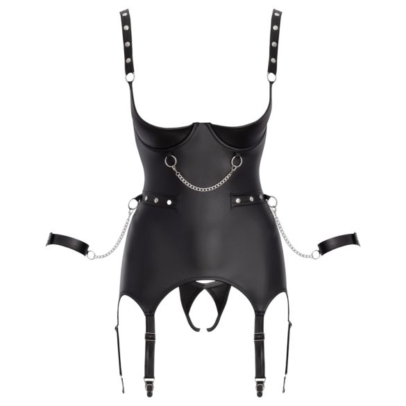 Cottelli - bondage set met open cup bh - zwart