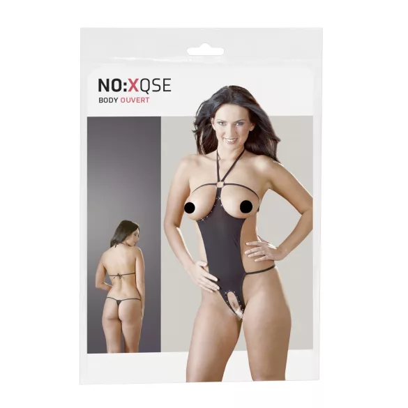 NO:XQSE - Open lichaamstring met strass steentjes - zwart - S-L