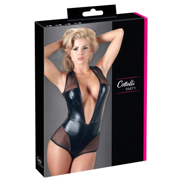 Cottelli - Glanzende net-body (zwart) - M