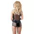 Cottelli - neglige body - glanzend netstof - zwart - M
