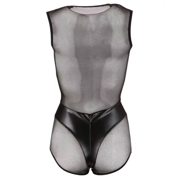 Cottelli - neglige body - glanzend netstof - zwart - M