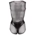 Cottelli - neglige body - glanzend netstof - zwart - M