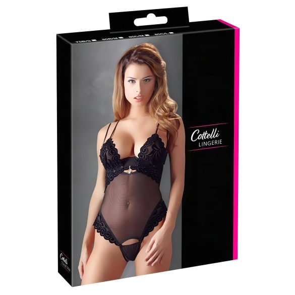 Cottelli - Fluwelen, veelzijdige body (zwart) - 85C/L