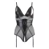 Cottelli Bondage - body met handboeien - glanzend zwart - XL
