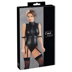   Cottelli Bondage - body zonder mouwen met boeien - glanzend zwart