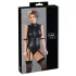 Cottelli Bondage - body zonder mouwen met boeien - glanzend zwart - M