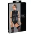 Cottelli Bondage - body zonder mouwen met boeien - glanzend zwart - L