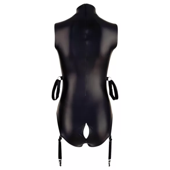 Cottelli Bondage - body zonder mouwen met boeien - glanzend zwart - XL