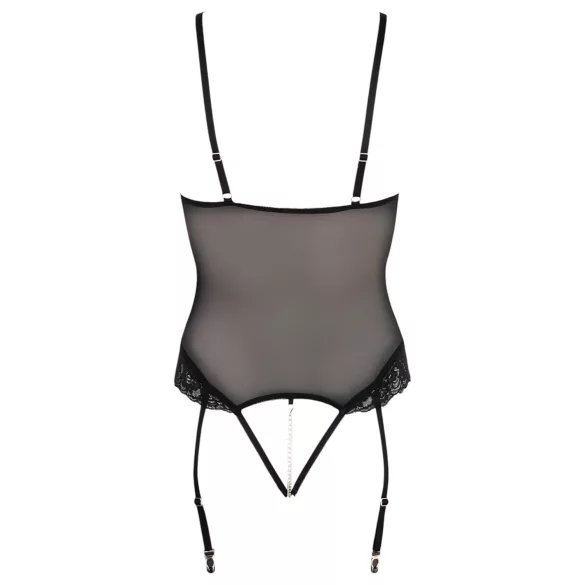 Cottelli Bondage - body met metalen ringen en polsboeien - zwart - M